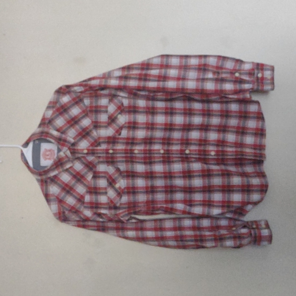👍 Host Pick 🌟 Christian Audigier red‎ plaid shirt w/contrasting blue cuff.